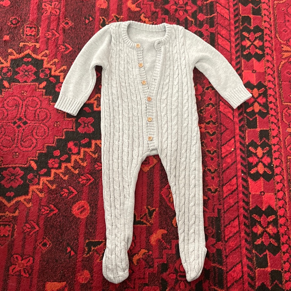 Grey cable knit onesie